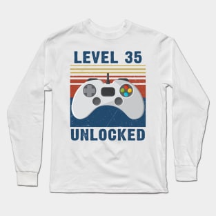 Level 35 unlocked funny gamer 35th birthday Long Sleeve T-Shirt